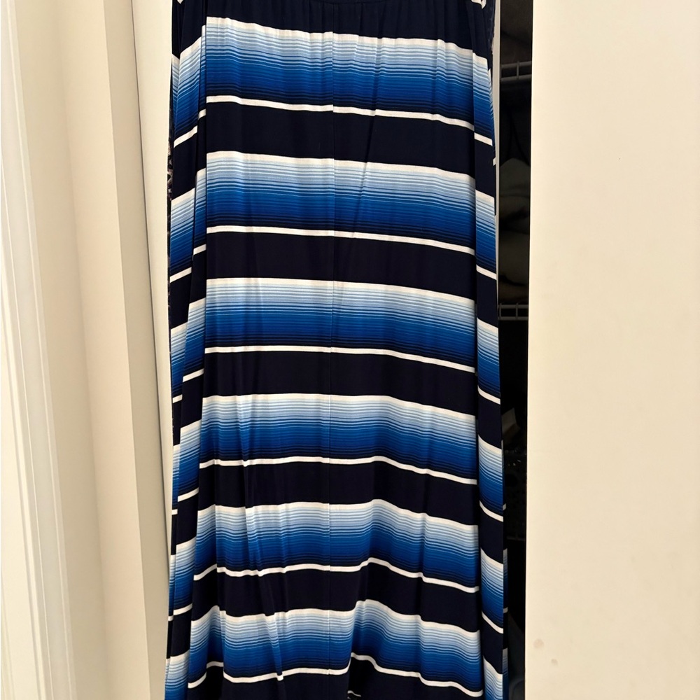 Striped Blue and Black Maxi Skirt